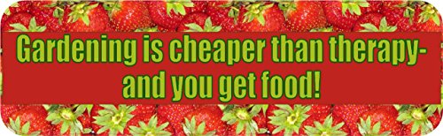 Stickertalk Gardening Cheaper Than Therapy Magnet 10 Inches By 3
