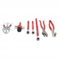 Qiilu 7pcs Battery Maintenance Service Kita Kit Steel Terminal Pliers Wrench Brush Spreader Puller For Auto Repair Tool