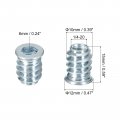 Uxcell 1 4-20 X 15mm Threaded Inserts Nuts 50pcs For Wood Furniture Interface Hex Socket Drive Insert With Wrench