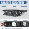 To2503221 Facotry Style Projector Headlights Assembly Compatible With Toyota Highlander 2014-2016 Passenger Right Side Chrome