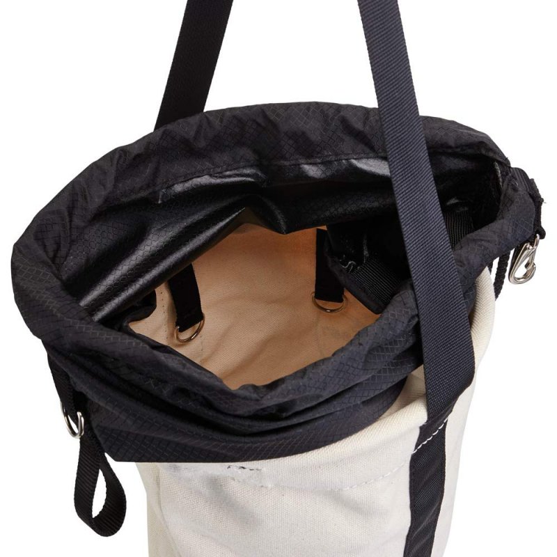 Klein Tools 5114dsc Canvas Bucket Heavy Duty Drawstring Close Tool 17-inch With Leather Reinforced Bottoms 100-pound Load Rated