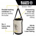 Klein Tools 5114dsc Canvas Bucket Heavy Duty Drawstring Close Tool 17-inch With Leather Reinforced Bottoms 100-pound Load Rated