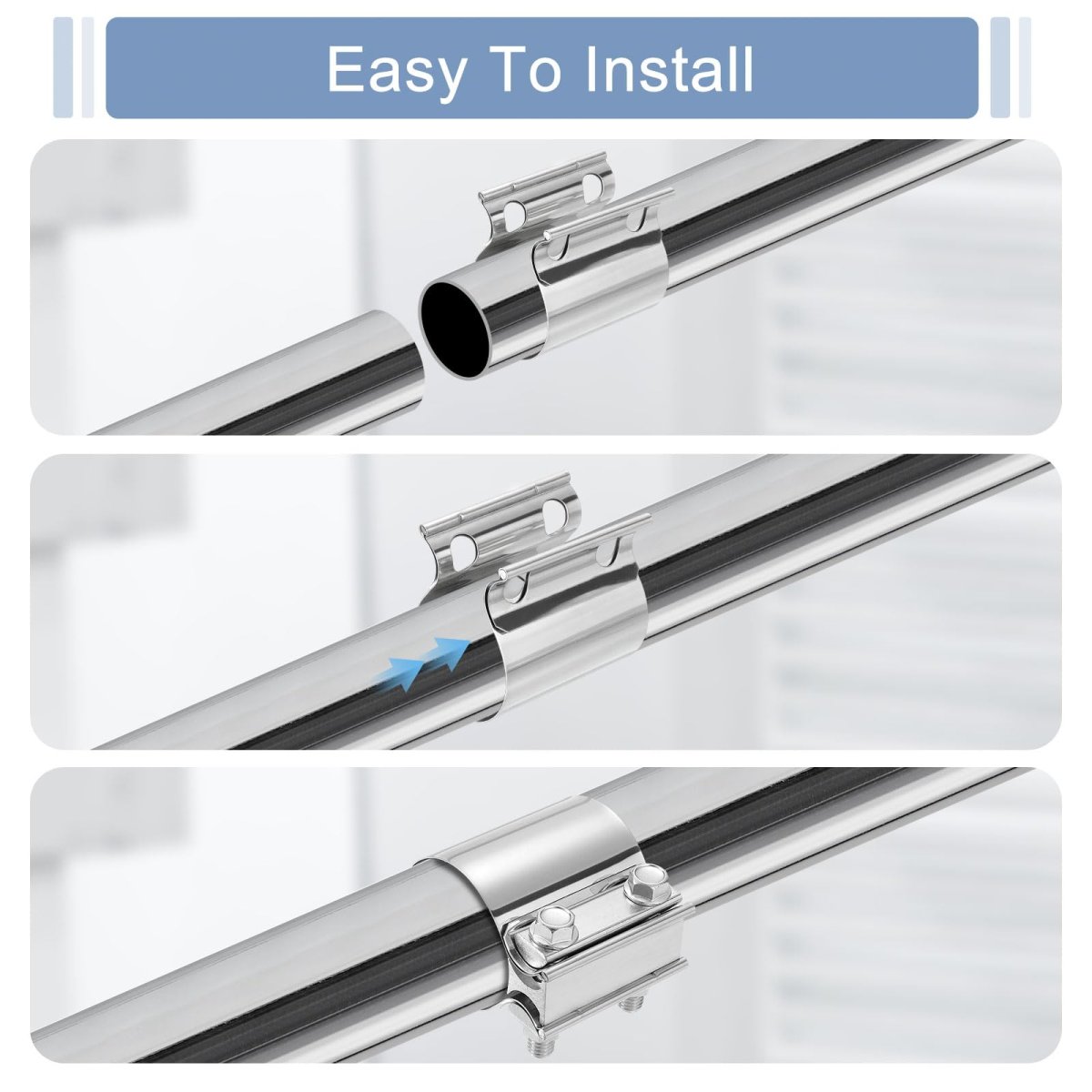 2 8 Inch Exhaust Clamp 304 Stainless Steel Butt Joint Band Sleeve Coupler Pipe Repair Universal Widening For Pipes Mufflers