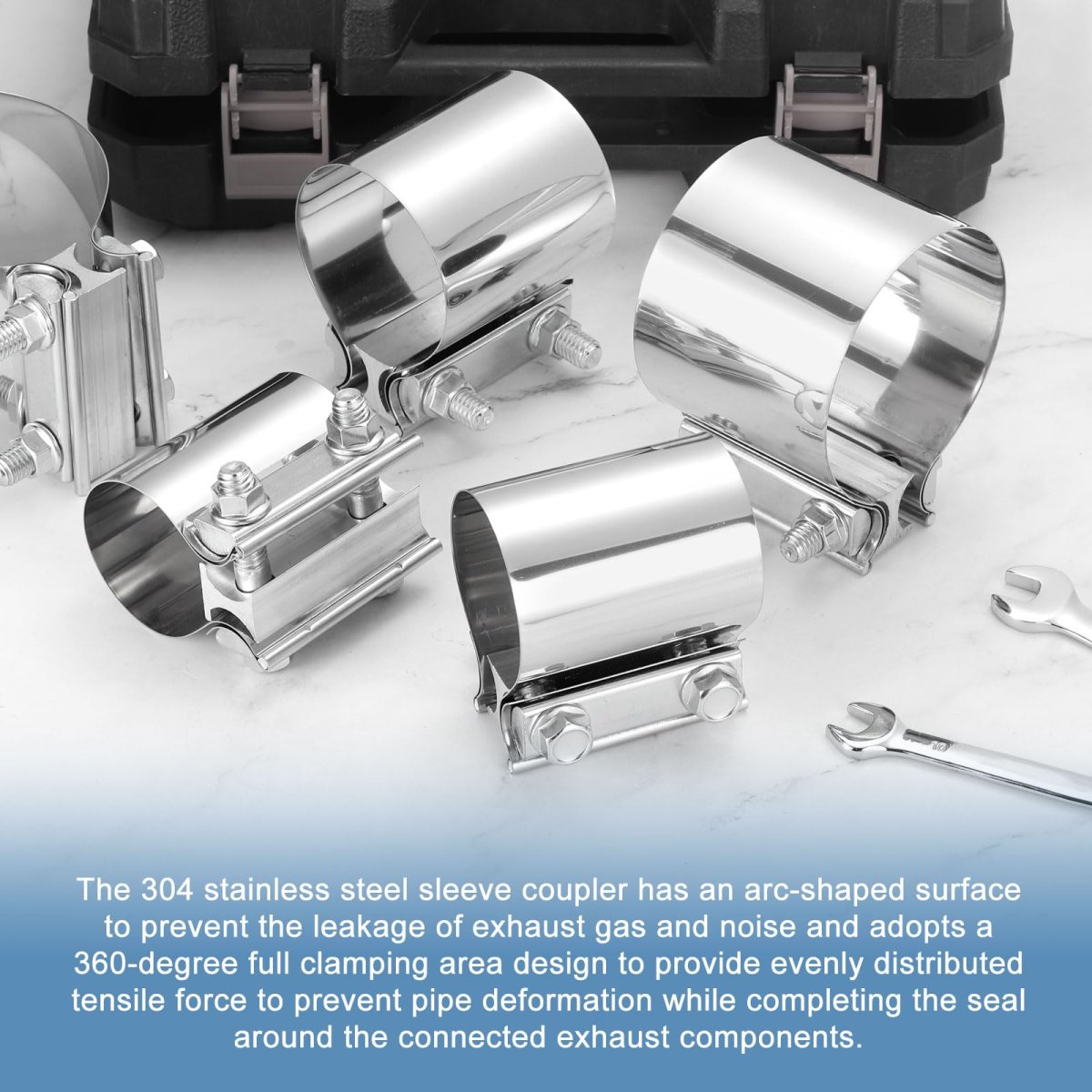 2 8 Inch Exhaust Clamp 304 Stainless Steel Butt Joint Band Sleeve Coupler Pipe Repair Universal Widening For Pipes Mufflers