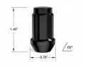 16pcs Black Spline Atv Lug Nuts 3 8x24 Thread Size 4 Inch Length Closed End Cone Acorn Taper Seat Includes 1 Socket Key Tool