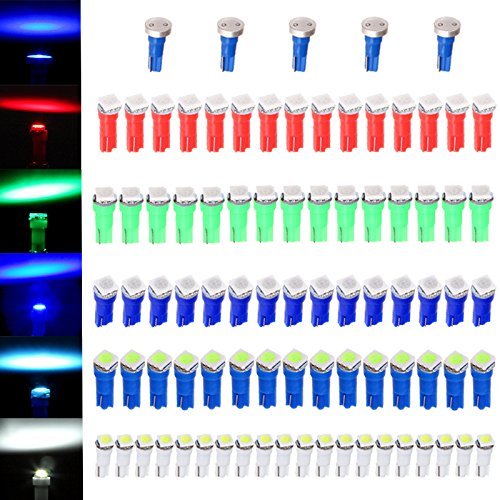 80 Pack T58 70 73 74 Dashboard Gauge 5050smd Led Wedge Lamp Bulb Light 5 Colors 5 Blue High Power 37 Instrument Panel Cluster