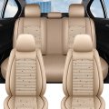 Universal Fit Car Seat Covers Full Set For Volkswagen Passat Beige Pu Leather 5 Pads Front And Rear Waterproof Protective 4 