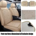 Universal Fit Car Seat Covers Full Set For Volkswagen Passat Beige Pu Leather 5 Pads Front And Rear Waterproof Protective 4