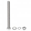 Uxcell M8 X 80mm Hex Head Screws Bolts Nuts Flat Lock Washers Kits 304 Stainless Steel Fully Thread Hexagon 6 Sets