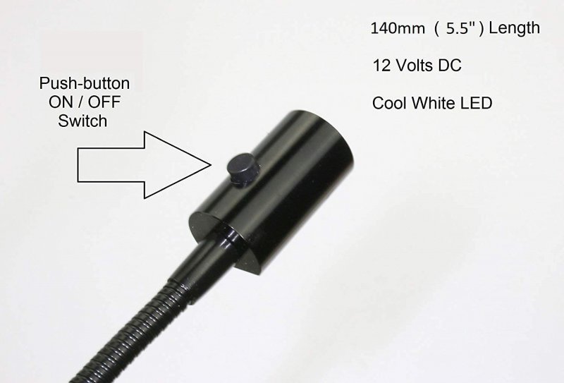 Pilotlights Mini Gooseneck Panel Light With Switch Map Post 140mm Cool White Led 12vdc