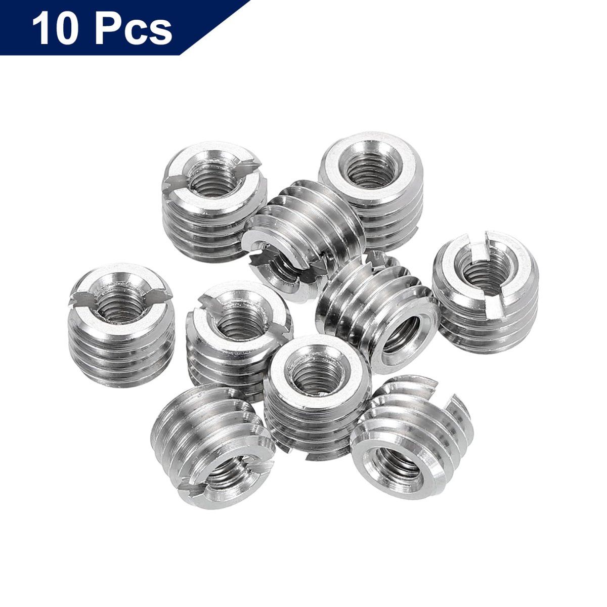 10pcs Threaded Insert Stainless Steel M10 1 5 Male To M5 0 8 Female Repair Nut 8mm Long Adapters Sleeve Reducing Thread Screw