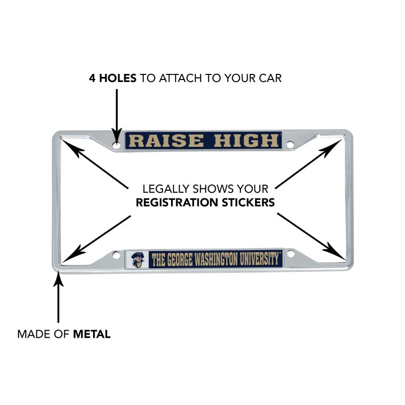 George Washington University Metal License Plate Frame For Front Or Back Of Car Officially Licensed Mascot 2-pack