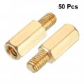 Uxcell 50pcs M4 12 6mm Female Male Thread Brass Hex Standoff Spacer Screws Pcb Pillar
