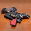 Ford Platinum Red Dome Dark Gunmetal Metal Teardrop Key Chain Official Licensed 
