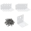 White Iron Corner Brackets 2x2 In 10 Pack Metal Shelf Supporter 90 Degrees Right Angle Heavy Duty For Wood Furniture Cabinet 
