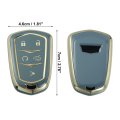 Car Key Fob Cover 5 Button Remote Case Tpu Full Protector Gray For Cadillac Xt5 2017-2020 Xts Escalade Ats Cts