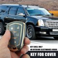 Car Key Fob Cover 5 Button Remote Case Tpu Full Protector Gray For Cadillac Xt5 2017-2020 Xts Escalade Ats Cts
