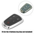 Car Key Fob Cover 5 Button Remote Case Tpu Full Protector Gray For Cadillac Xt5 2017-2020 Xts Escalade Ats Cts