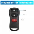 Uxcell Car Replacement Key Fob Remote Control Shell Case Cwtwb1u415 For Nissan Xterra 2005-2015 3 Button Black