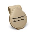 Ford Thunderbird Logo Beige Leather Magnetic Sunglass Holder For Car Sun Visor Mount Clip Official Licensed 2 5 In X 3 38