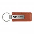 Au-tomotive Gold Rectangular Leather Key Chain For Ford F-150 Brown