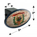 Rustic Distressed West Virginia State Flag Oval Tow Trailer Hitch Cover Plug Insert