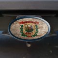 Rustic Distressed West Virginia State Flag Oval Tow Trailer Hitch Cover Plug Insert