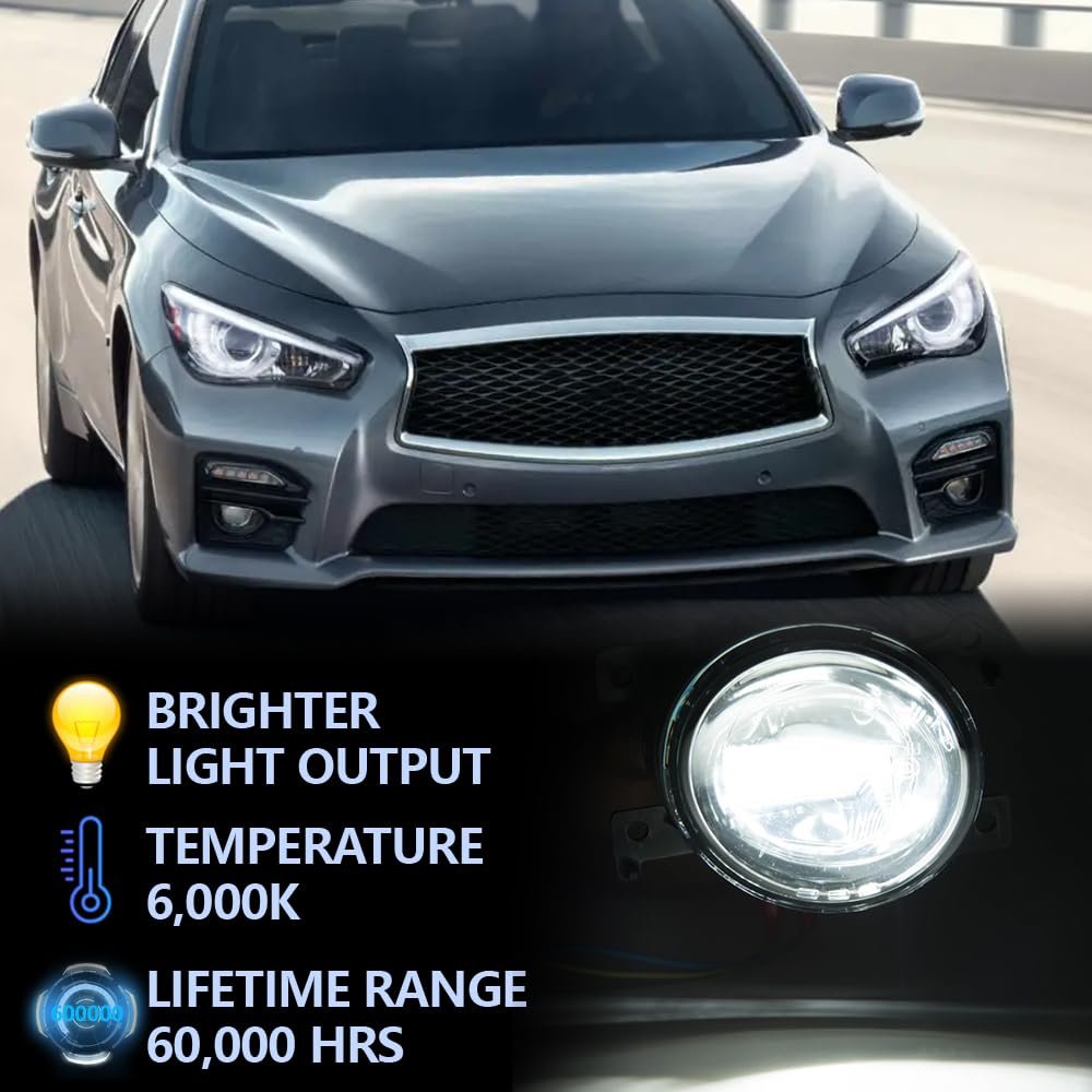 Right Front Bumper Fog Light Assembly For 2016 2017 Infiniti Q50 Qx50 Qx60 And 2015 Qx80 Halogen Driving Lamp Clear Lens Inside