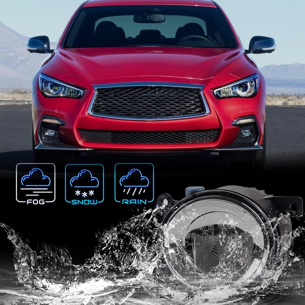 Right Front Bumper Fog Light Assembly For 2016 2017 Infiniti Q50 Qx50 Qx60 And 2015 Qx80 Halogen Driving Lamp Clear Lens Inside
