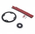Red O Ring Chain Sprocket Black For 2009-2013 Yamaha Yfz450r 520-98l 14 38
