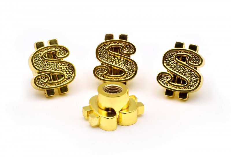 Dollar Sign Gold Universal Valve Stem Caps 4 Pack Durable Abs Plastic With Brass Threading For Cars Trucks Suvs Motorcycles