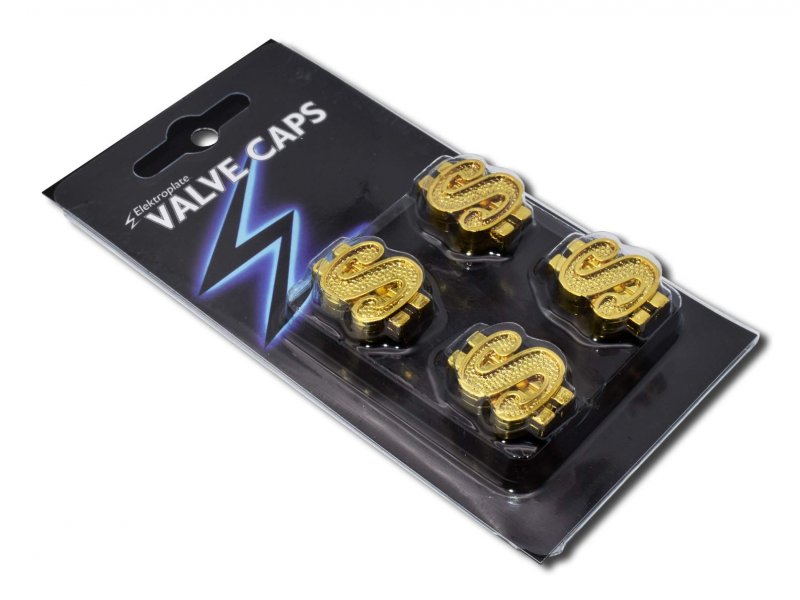 Dollar Sign Gold Universal Valve Stem Caps 4 Pack Durable Abs Plastic With Brass Threading For Cars Trucks Suvs Motorcycles