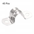 Uxcell 15mm 0 6 Rigid Pipe Strap 2 Holes Tube Straps 201 Stainless Steel Tension Clip Clamp 45pcs