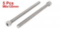 Uxcella M8x120mm 1 25mm Pitch Stainless Steel Hex Socket Head Cap Screws 5pcs
