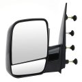 Black Left Side Mirror Fit For 2003-2005 Ford E-150 Club Wagon Smooth Glass Manual Fold Non-heated Puddle Light