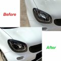 Hdirect 2pcs Auto Headlight Eyebrow Cover Trim Car Decoration Eyelids Compatible With Mercedes Benz Smart 2014 Carbon Fiber