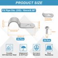 24pcs 10mm 3 8 One Hole Rigid Pipe Strap 304 Stainless Steel Conduit Clamp Thicken U Bracket Heavy Duty With Self-tapping