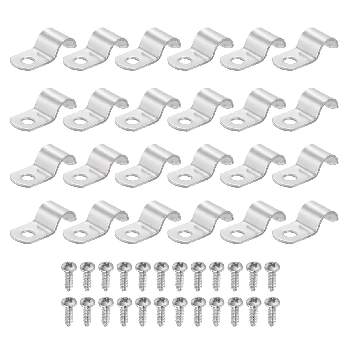 24pcs 10mm 3 8 One Hole Rigid Pipe Strap 304 Stainless Steel Conduit Clamp Thicken U Bracket Heavy Duty With Self-tapping