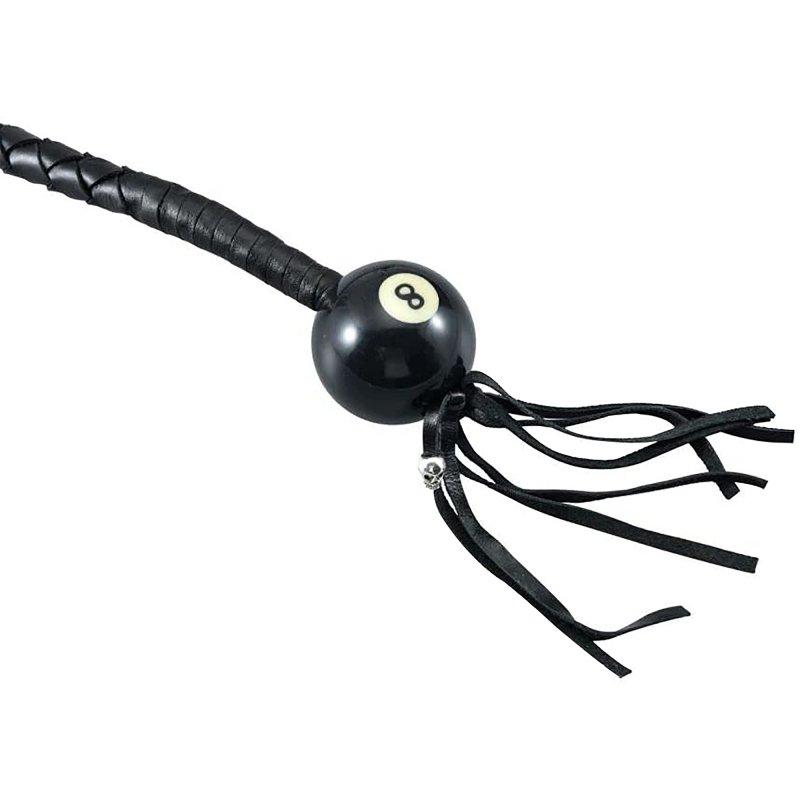 Dream Apparel 36 Leather Motorcycle Get Back Whip For Handlebar Fringed Biker With Pool Ball Black