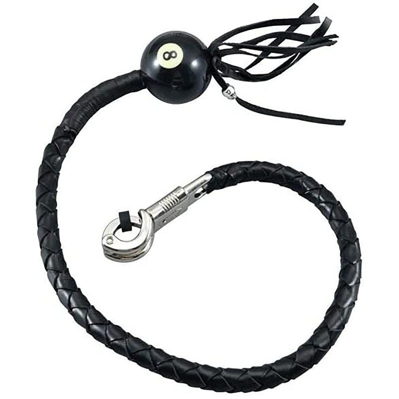 Dream Apparel 36 Leather Motorcycle Get Back Whip For Handlebar Fringed Biker With Pool Ball Black