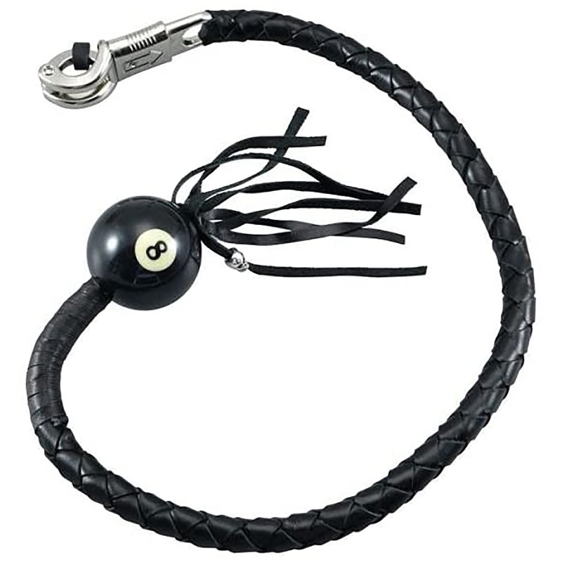 Dream Apparel 36 Leather Motorcycle Get Back Whip For Handlebar Fringed Biker With Pool Ball Black