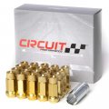 Circuit Performance Forged Steel Extended Open End Hex Lug Nut For Aftermarket Wheels 12x1 5 Gold 20 Piece Set Tool