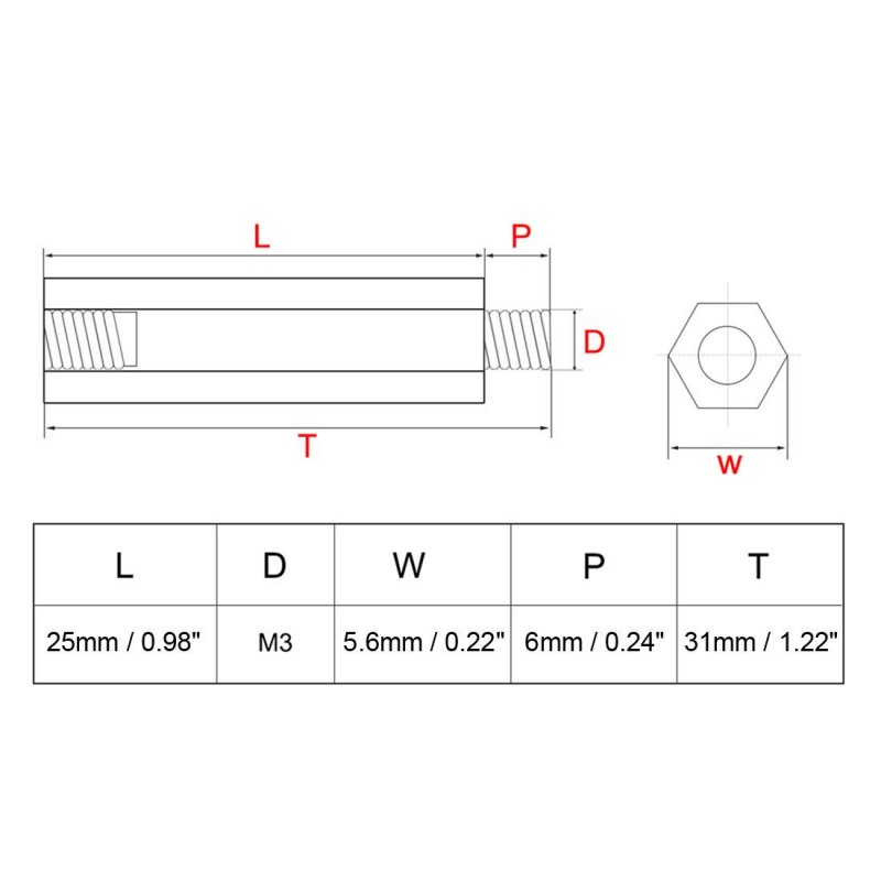 130pcs M3 25 6mm Male Thread Nylon Hex Standoff Spacer Screws Pcb Pillar