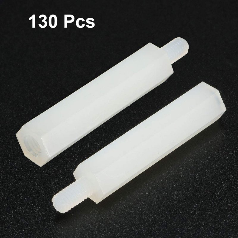 130pcs M3 25 6mm Male Thread Nylon Hex Standoff Spacer Screws Pcb Pillar
