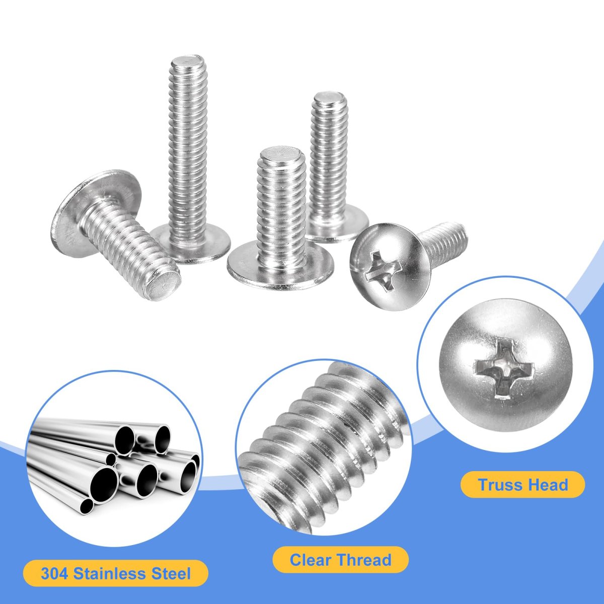 6-32 X 3 4 Truss Head Phillips Machine Screws Full Thread Drive 304 Stainless Steel 18-8 Quantity 100