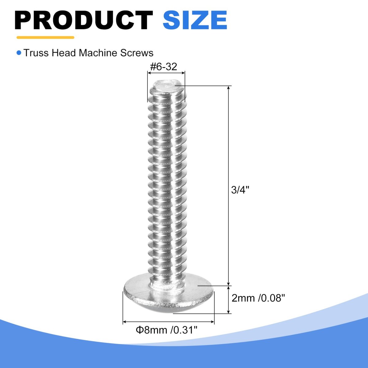 6-32 X 3 4 Truss Head Phillips Machine Screws Full Thread Drive 304 Stainless Steel 18-8 Quantity 100