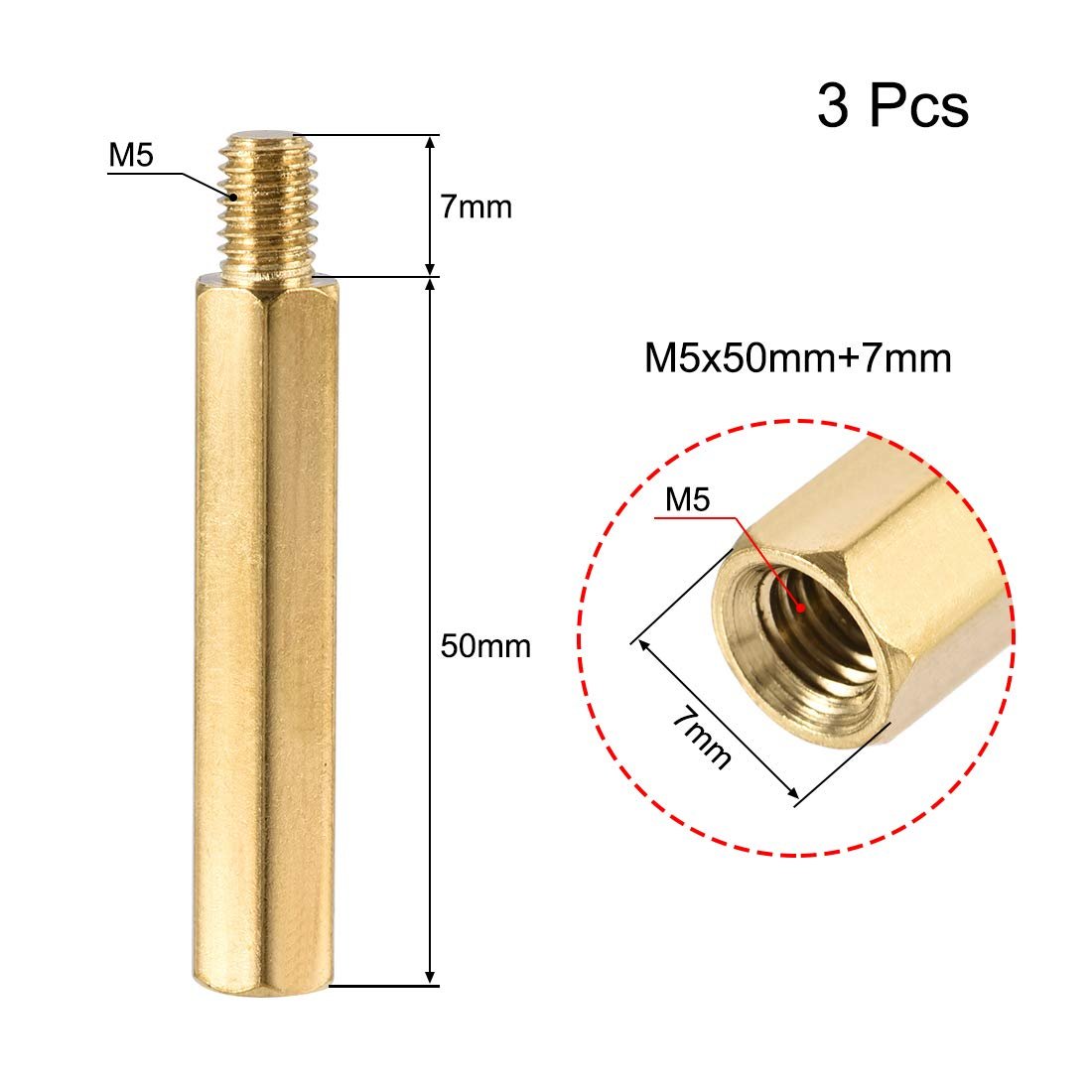 M5x50mm 7mm Male-female Brass Hex Pcb Motherboard Spacer Standoff For Fpv Drone Quadcopter Computer Circuit Board 3pcs