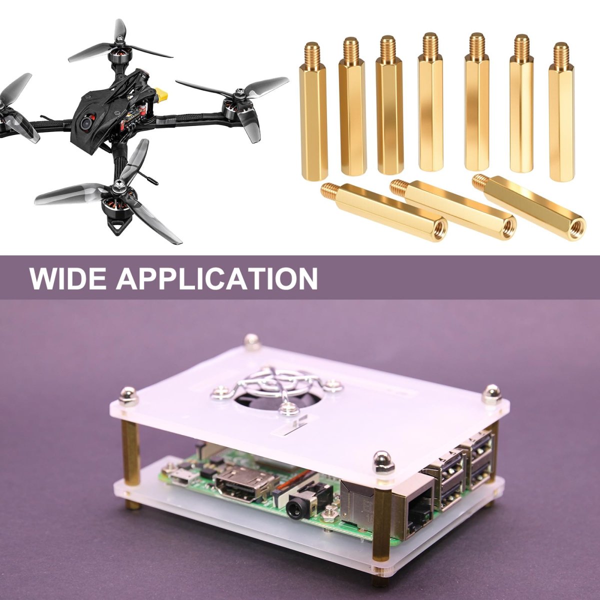 M5x50mm 7mm Male-female Brass Hex Pcb Motherboard Spacer Standoff For Fpv Drone Quadcopter Computer Circuit Board 3pcs