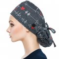 Qba Adjustable Working Cap With Button Cotton Hat Sweatband Elastic Bandage Tie Back Hats For Women Men One Size Black Ecg Pt 