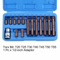 Uxcell 1 2-inch Square Drive T20 T55 Torx Socket Bit Set 10mm Hex Shank S2 Cr-v Adaptor For Hand Use Only 15-piece